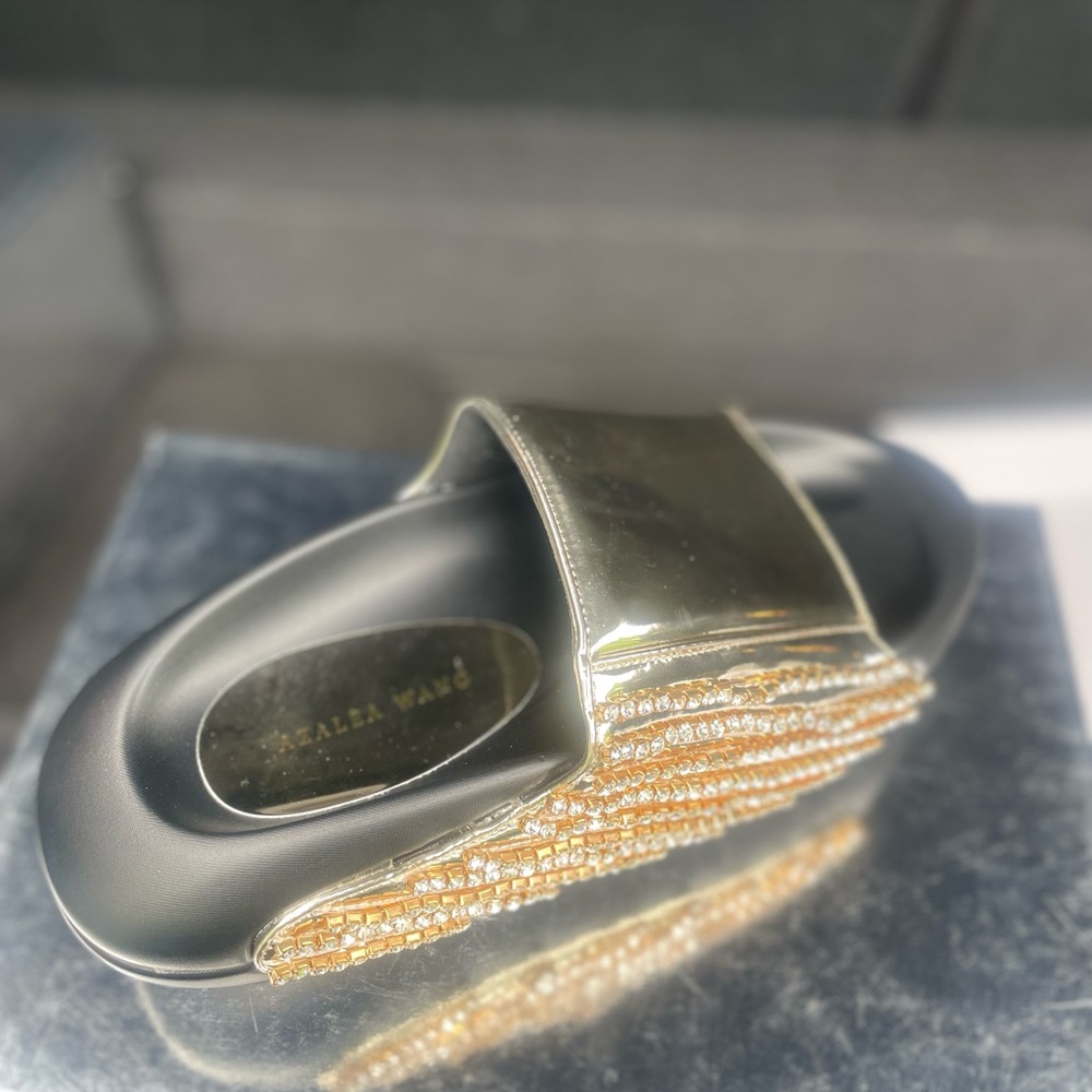 Gold and Black Designer Slide Sandals